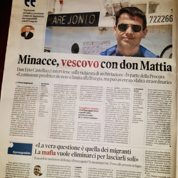 Minacce e diffamazione via web rivolte a Don Mattia Ferrari, cappellano di Mediterranea